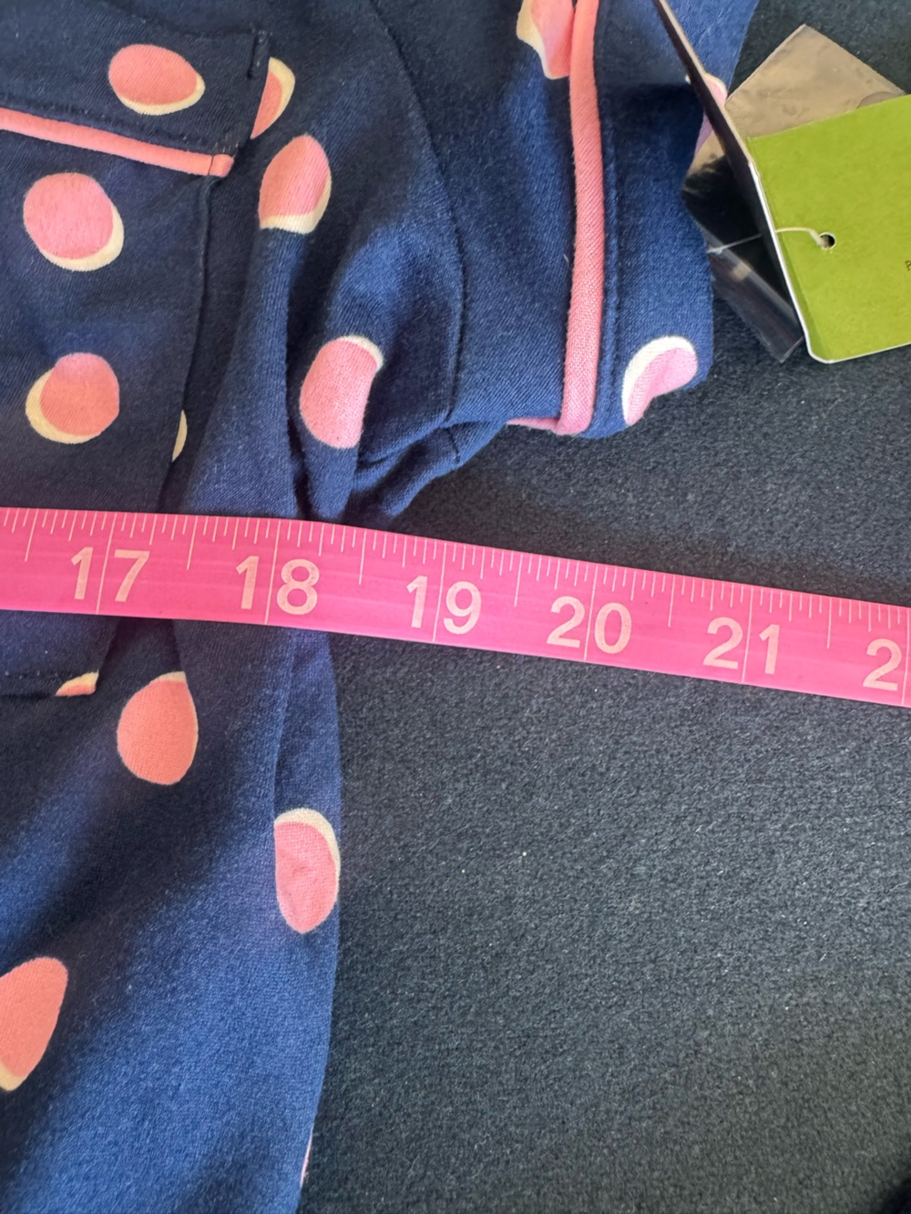 kate spade ♠️ Navy Pajama Top with Pink and Cream Polka Dots, cute comfy &cool! - Picture 3 of 14
